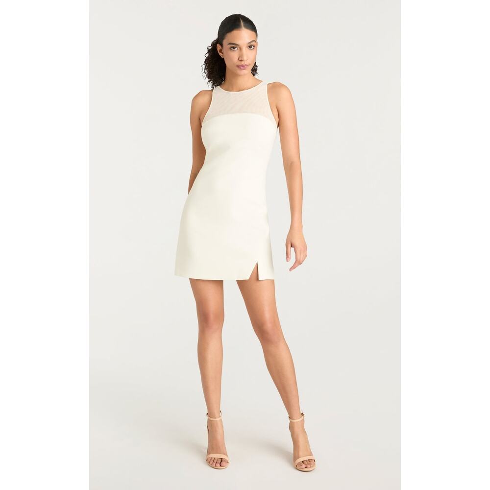 NWOT Cinq a Sept 'Elson' Ivory Sheer Neckline Sleeveless Mini Dress Size 12